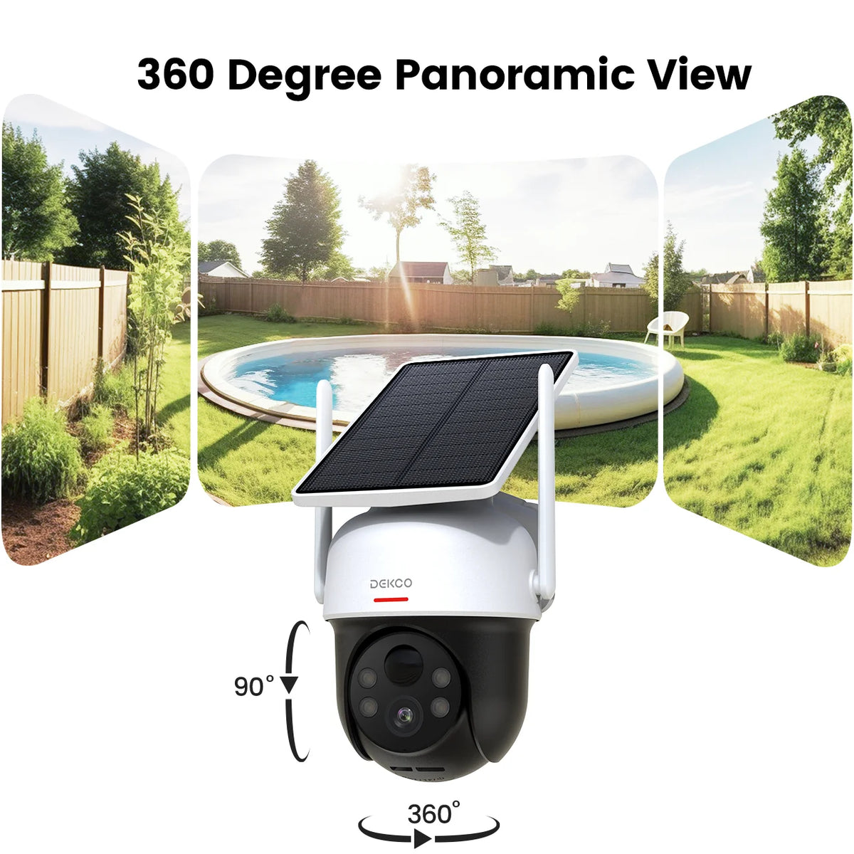 Dekco Wireless Solar PTZ Security Camera With Two Way Audio