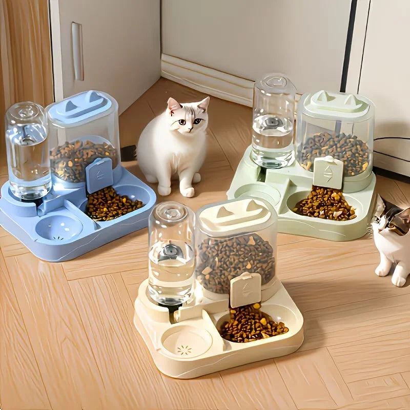 Transparent Plastic 2 In 1 Pet Feeder Water Dispenser Unit
