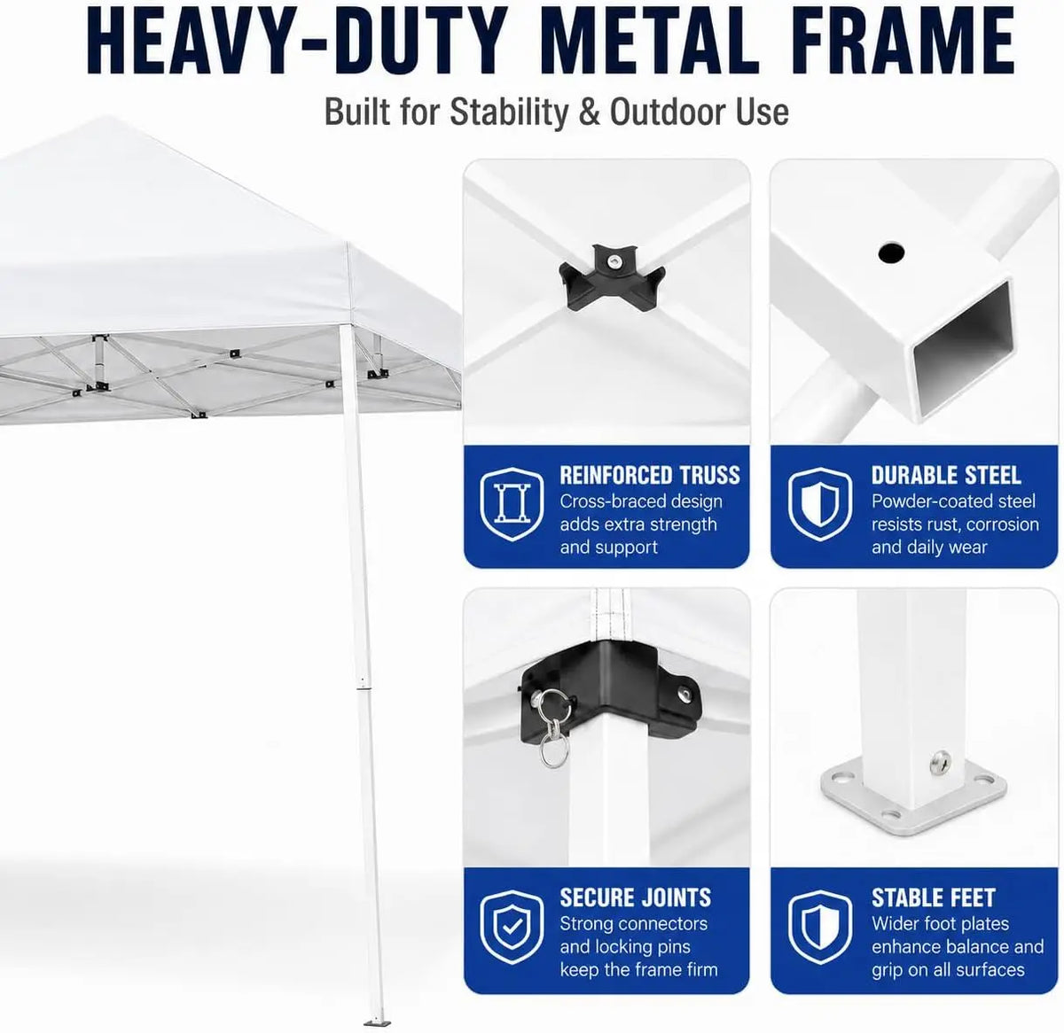 Tacleekii Instant Pop Up Canopy Tent With Heavy Steel Frame