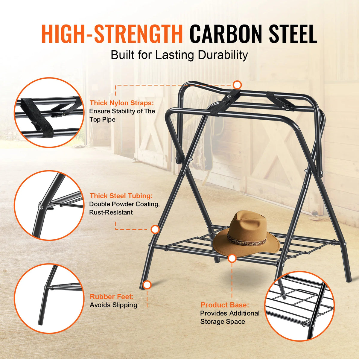 SucceBuy Folding Steel Saddle Rack For English And Western Saddles