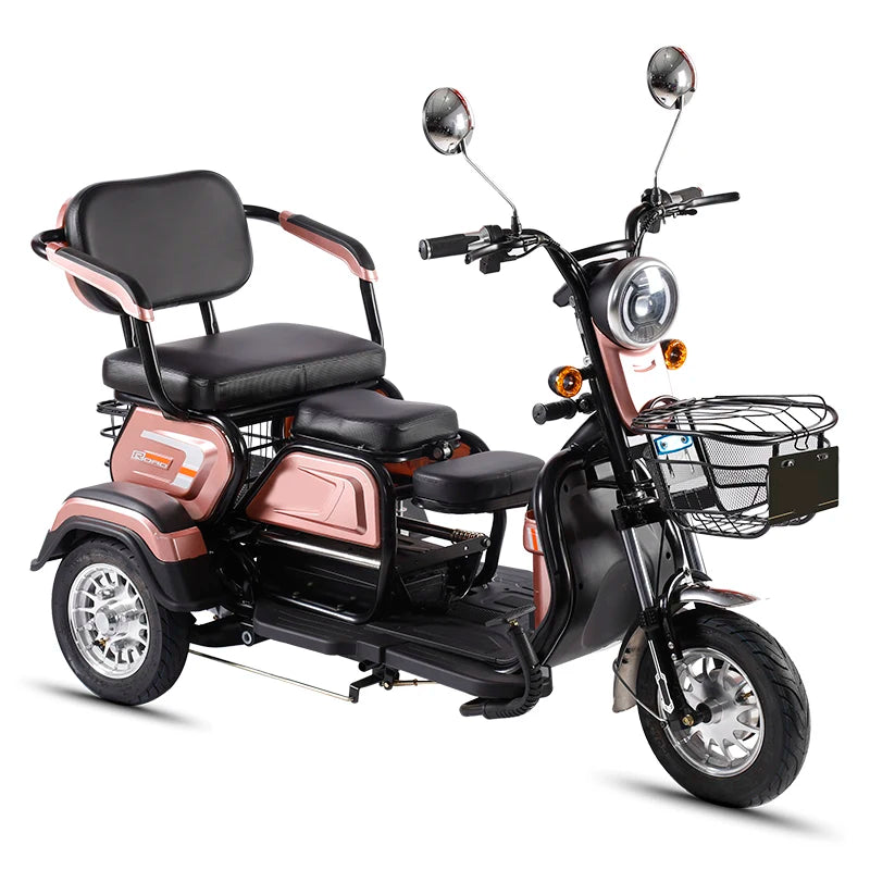 800W Electric Tricycle For Adults With Rear Passenger Seat
