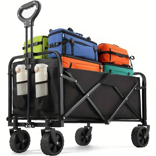 Foldable Steel Utility Wagon With All Terrain Wheels