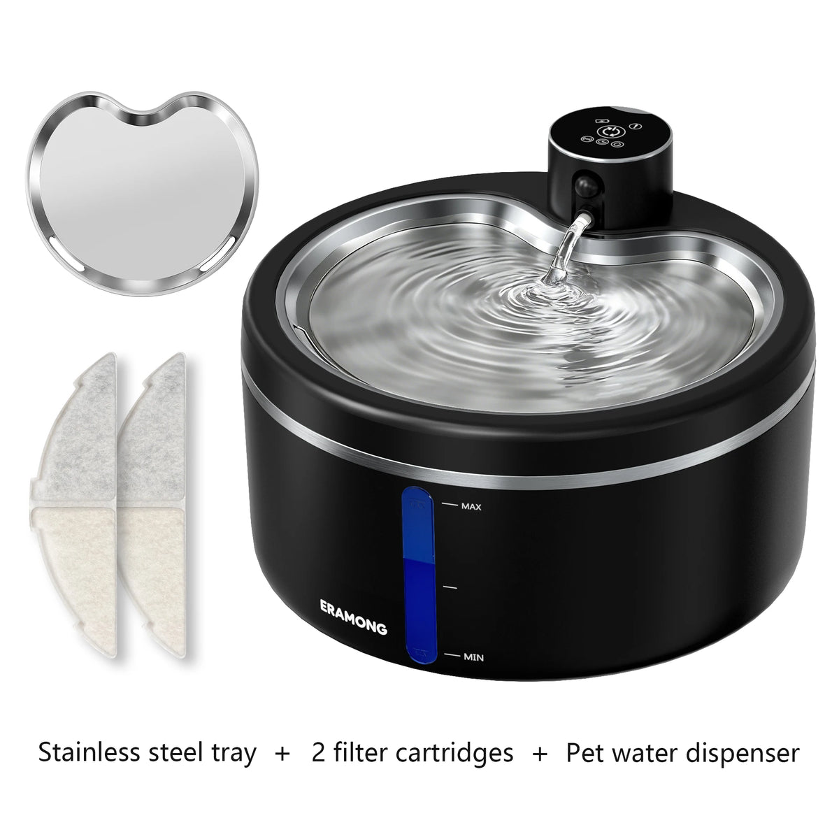 ERAMONG Smart Wireless Cat Water Fountain Stainless Steel Design