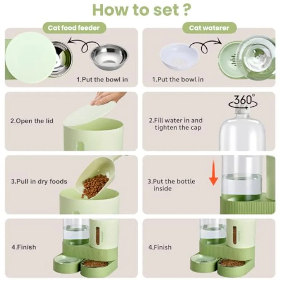 Plastic Gravity Pet Food Feeder And Bowl Set For Pets
