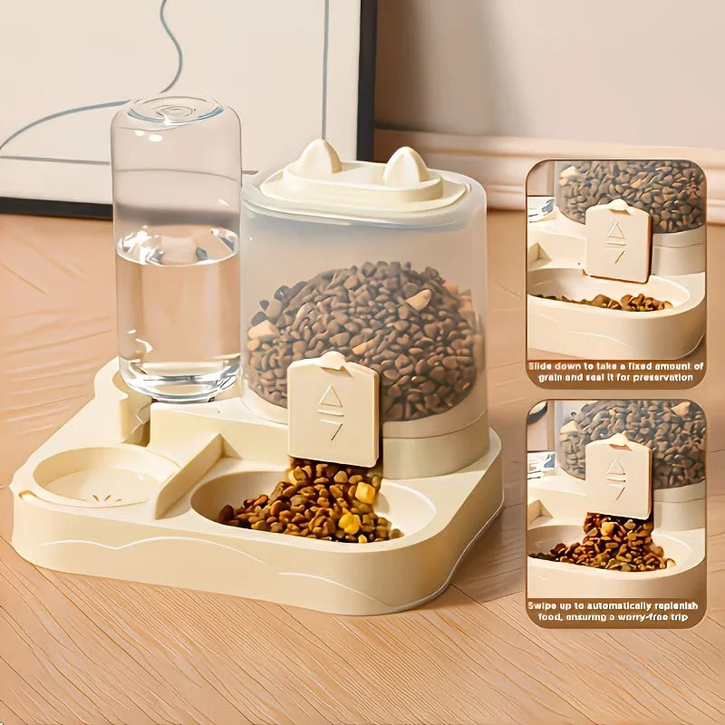 Transparent Plastic 2 In 1 Pet Feeder Water Dispenser Unit