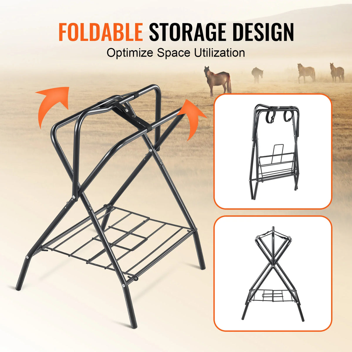 SucceBuy Folding Steel Saddle Rack For English And Western Saddles