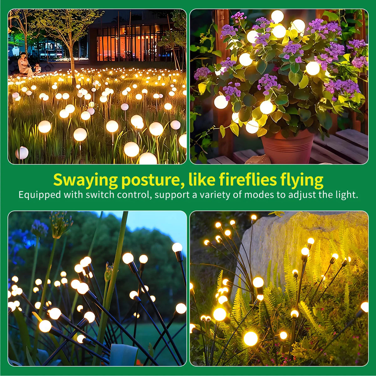 LED Solar Firefly Garden Lights Outdoor Decorative Waterproof Pathway