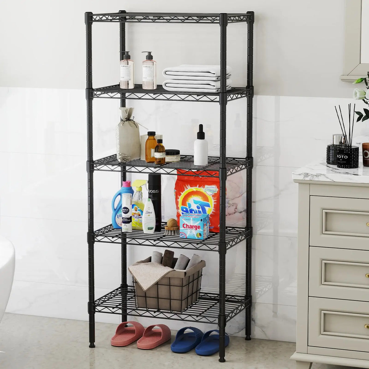 JHK Adjustable Metal Wire Storage Shelving For Home Organization