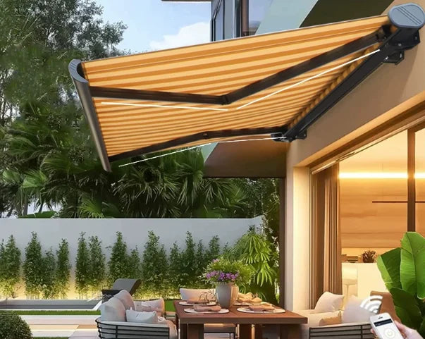 Motorized Wall Mounted Outdoor Awning Heavy Duty Aluminum Canopy
