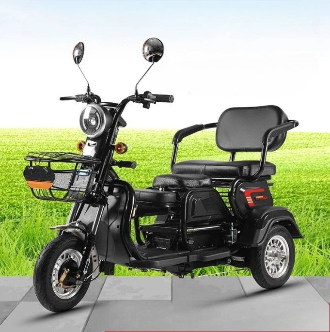800W Electric Tricycle For Adults With Rear Passenger Seat