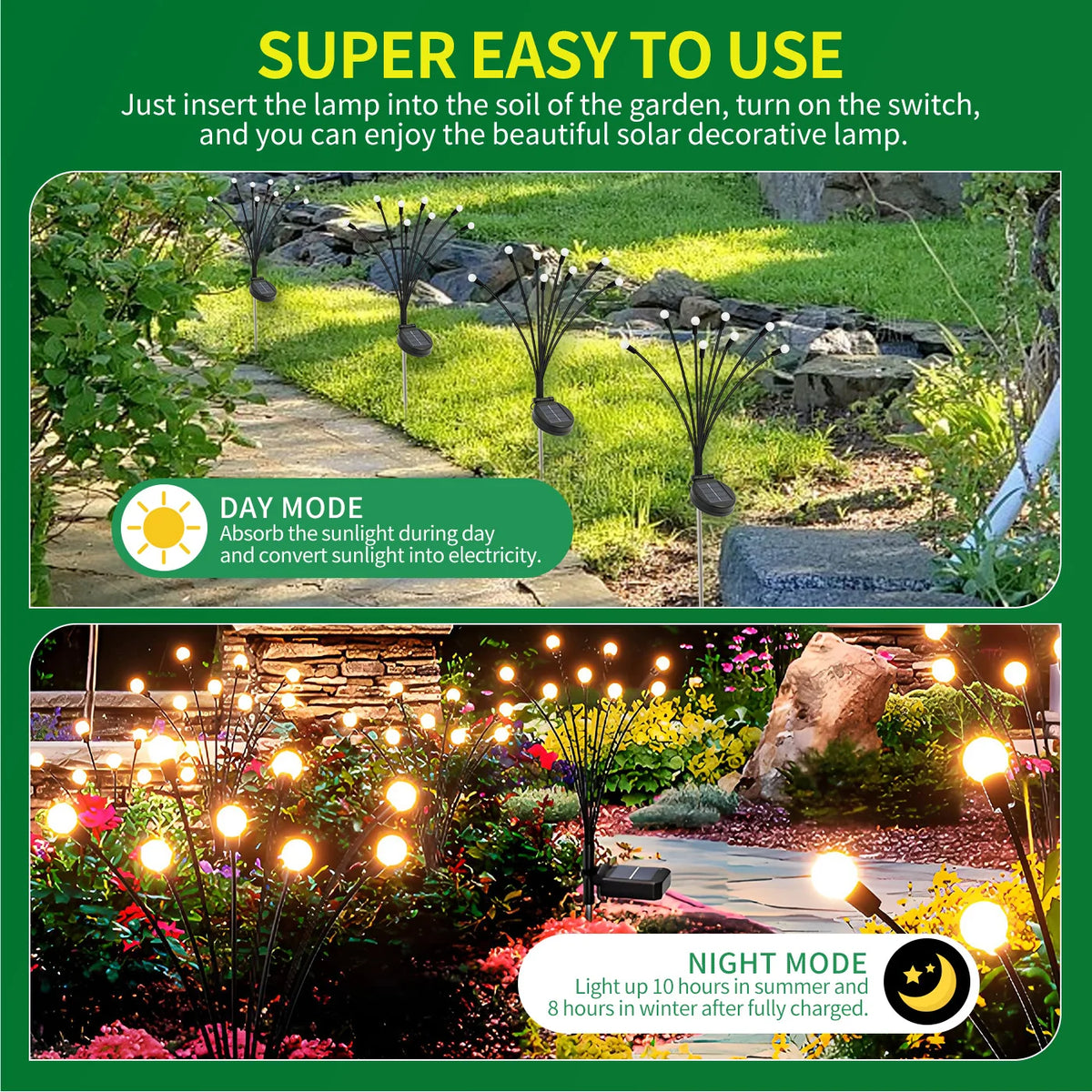 LED Solar Firefly Garden Lights Outdoor Decorative Waterproof Pathway