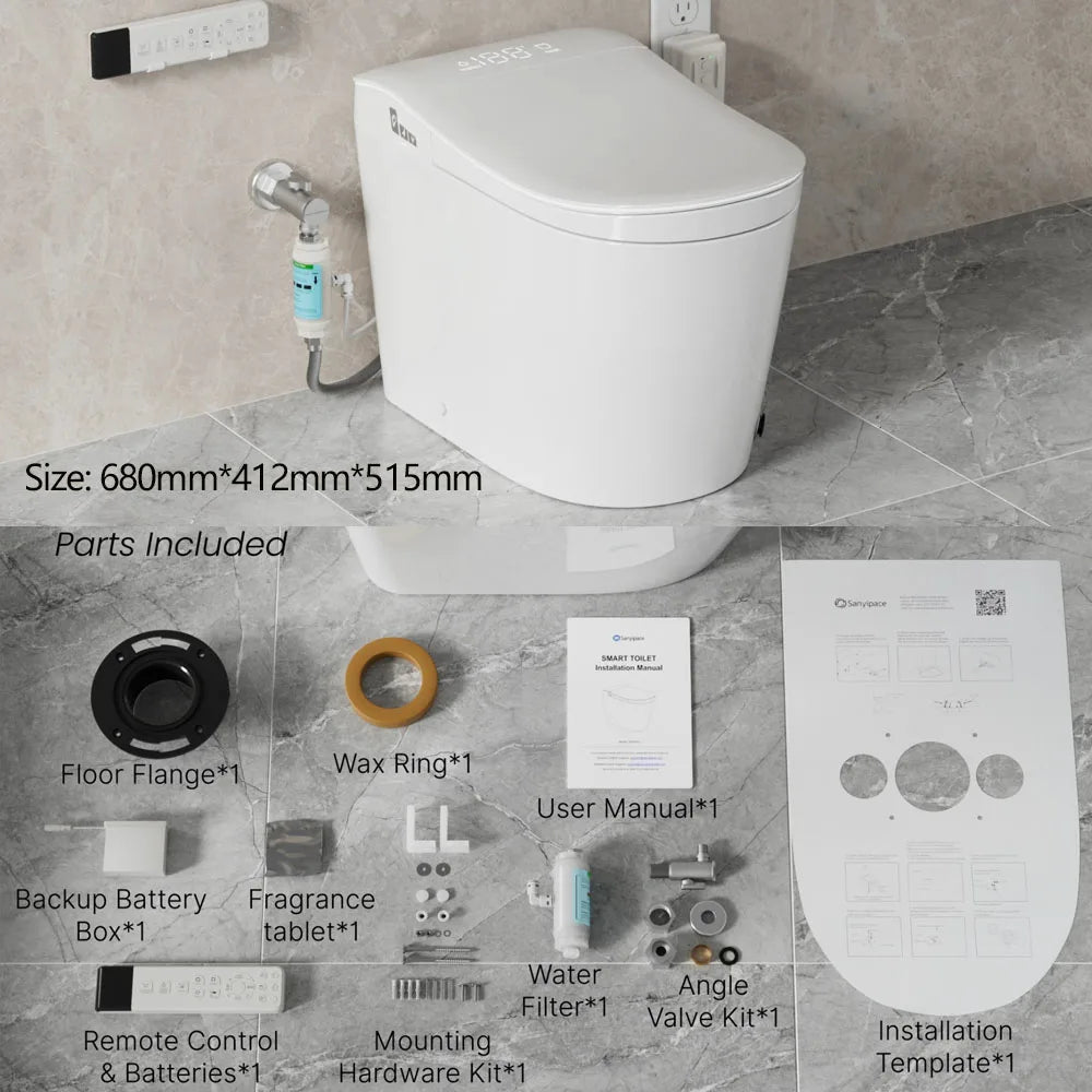SANYIPACE Integrated Smart Toilet With Bidet And Remote Control