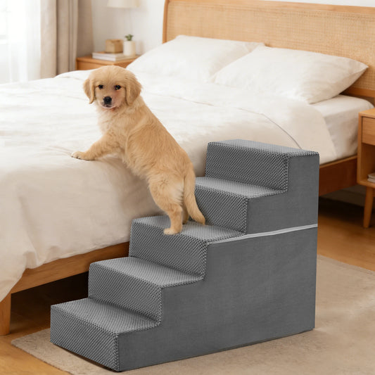Curved Foam Dog Stairs Ramp With Non Slip Pet Steps