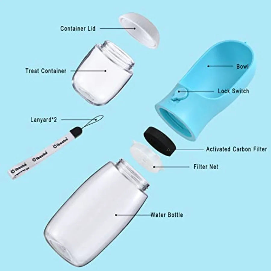 Portable Dog Water Bottle With Travel Food Container For Pets