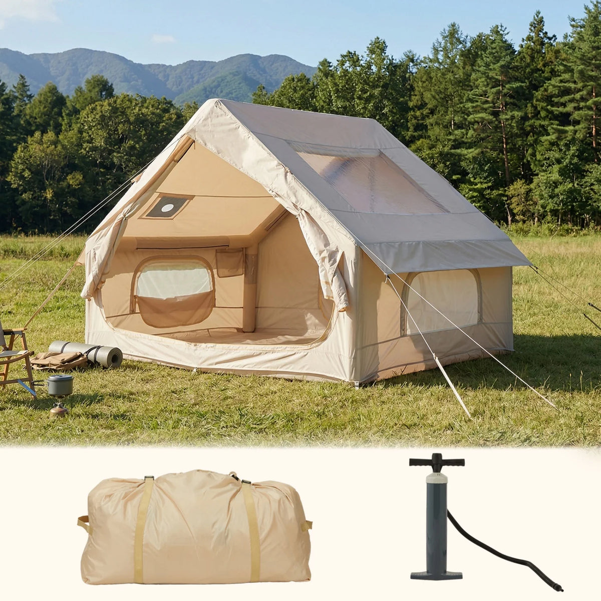 HiMISS Inflatable Camping Tent Waterproof Quick Setup Family Shelter