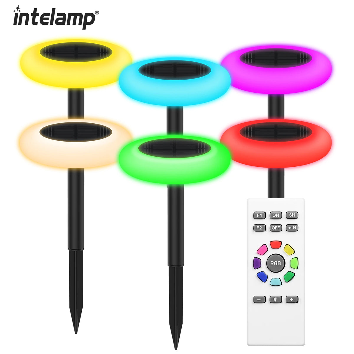 intelamp Colorful 2 Pack 6 Pack Solar Lights Outdoor Lawn Lights Pathway Lights Garden Lights For Landscape Walkway Patio Yard