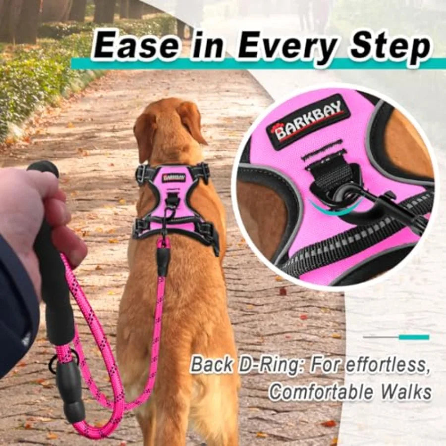 No Pull Pet Harness Dog Harness Adjustable Outdoor Pet Vest 3M Reflective Oxford Material Vest for PINK Dogs Easy Control for S