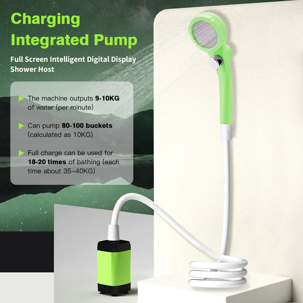 Lixada Portable Camping Shower Pump With Digital Display And Battery