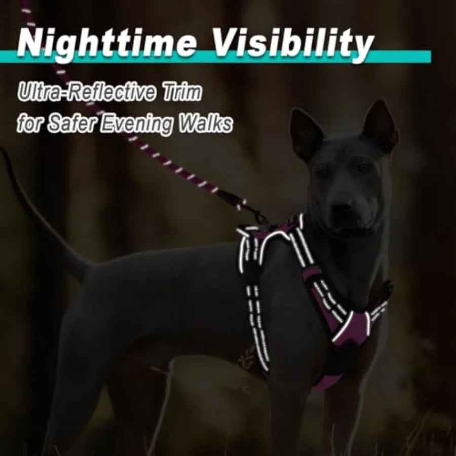 No Pull Pet Harness Dog Harness Adjustable Outdoor Pet Vest 3M Reflective Oxford Material Vest for PINK Dogs Easy Control for S
