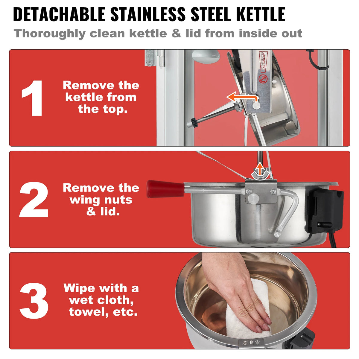 SucceBuy Commercial Electric Popcorn Maker With Stainless Steel Heating Kettle