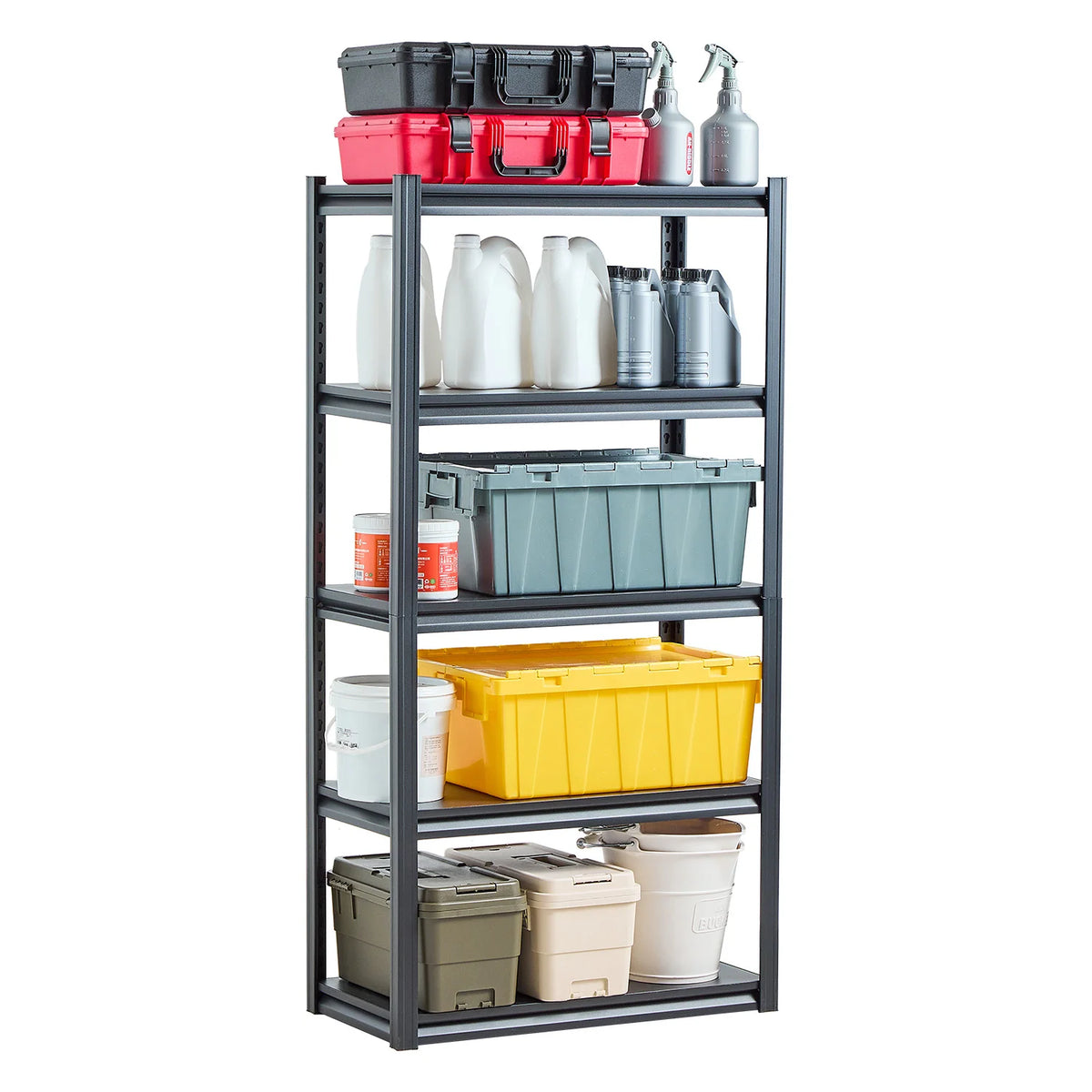 SucceBuy Adjustable Metal Garage Storage Shelving Rack for Home and Warehouse