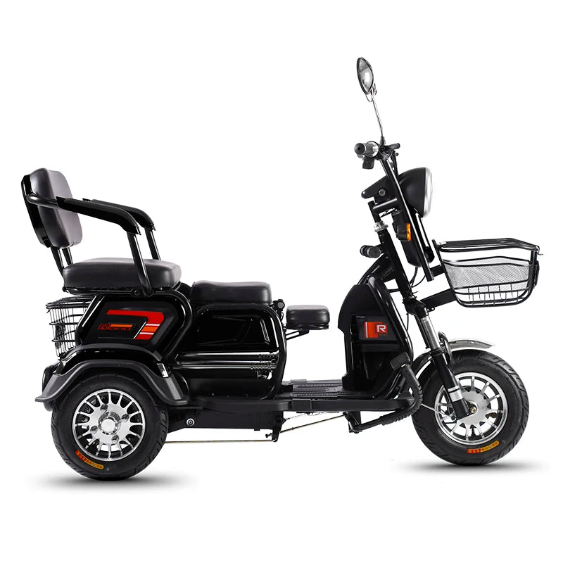 800W Electric Tricycle For Adults With Rear Passenger Seat