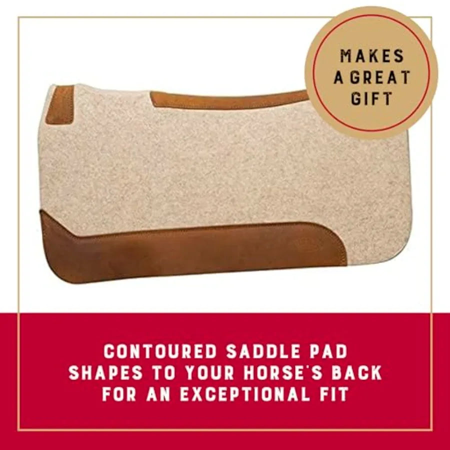 SHXI Contoured Wool Blend Felt Western Saddle Pad For Horses
