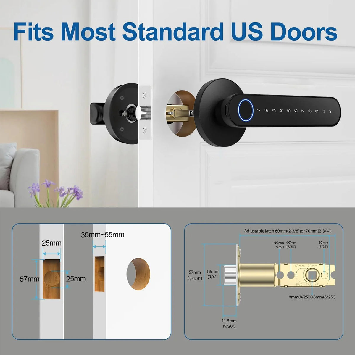 DSKDFTY Smart Lever Door Lock With Bluetooth Fingerprint Keyless Entry