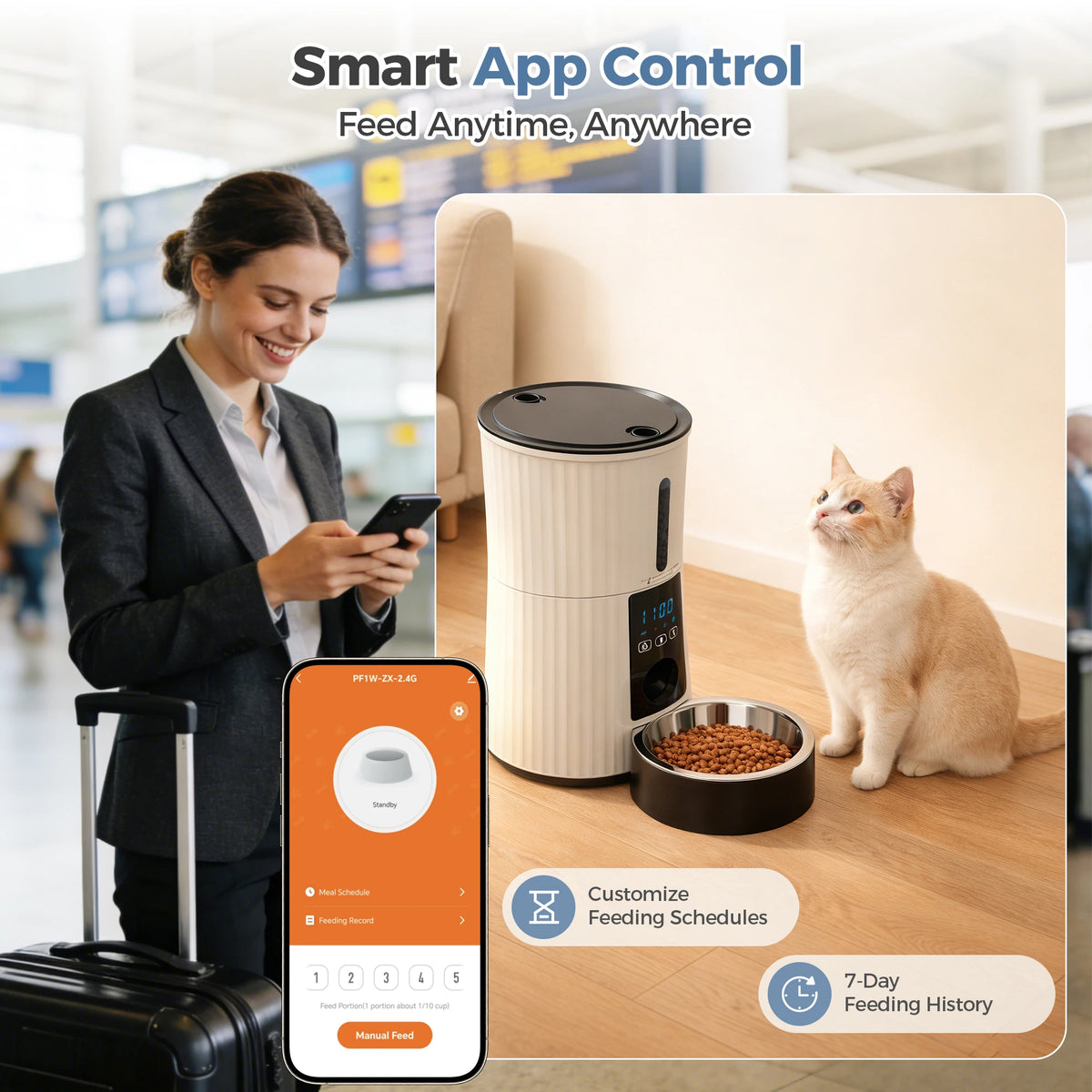 Automated Cat Food Dispenser With App Control And LCD Display