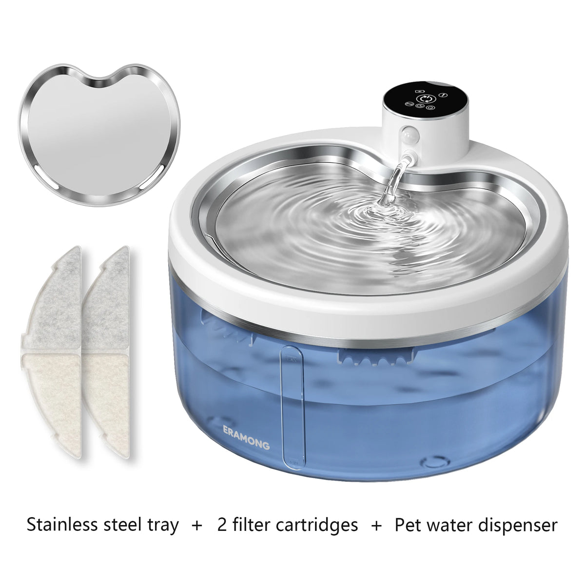 ERAMONG Smart Wireless Cat Water Fountain Stainless Steel Design