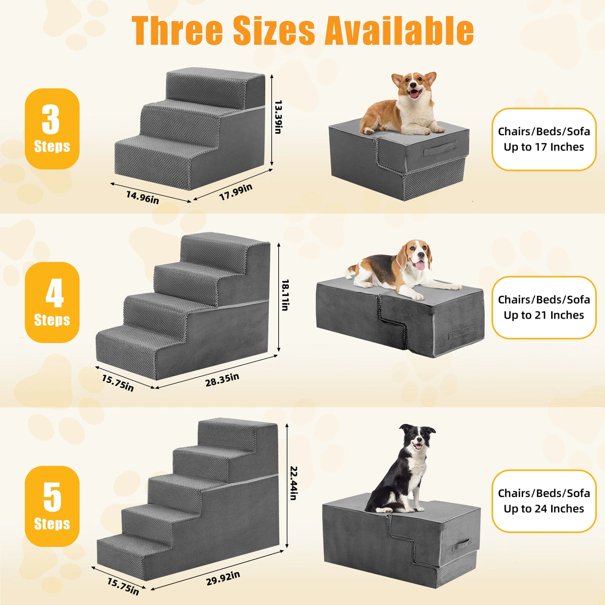 Curved Foam Dog Stairs Ramp With Non Slip Pet Steps