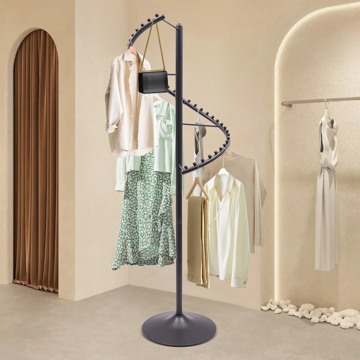 Bymaocar Rotating Clothes Drying Rack With Multiple Garment Hooks