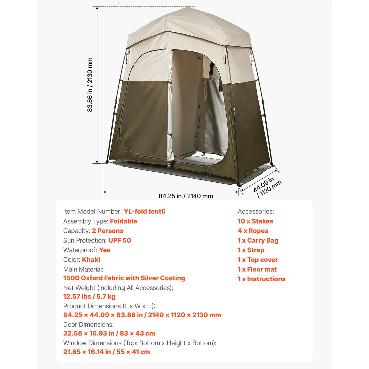 SucceBuy Foldable Camping Shower Tent Privacy Changing Room Carry Bag
