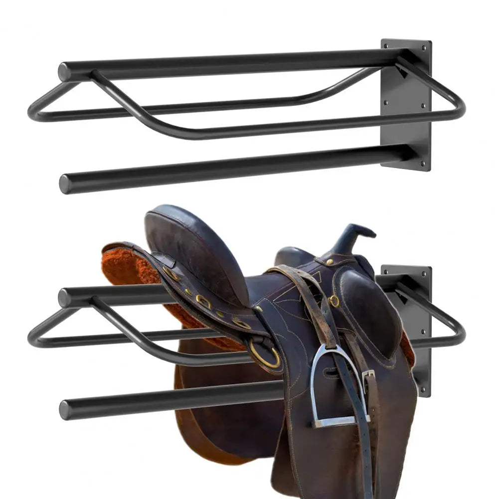 2Pcs Horse Saddle Rack with Pad Bar, Heavy‑Duty Wall Mount Metal Saddle Bracket,Western Saddle Storage for Tack Room Stable Barn