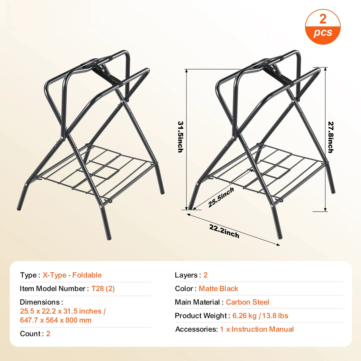 SucceBuy Folding Steel Saddle Rack For English And Western Saddles