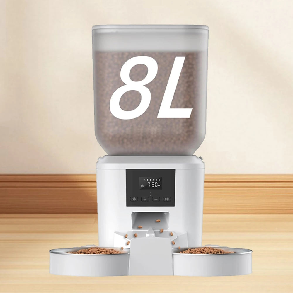 Furpipi Smart Automatic Pet Feeder with Dual Stainless Steel Bowls