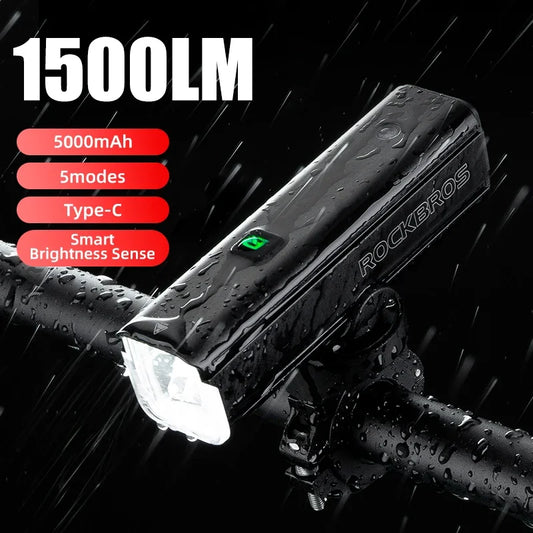 ROCKBROS Rechargeable Bike Light With Smart Sensor And Aluminum Body
