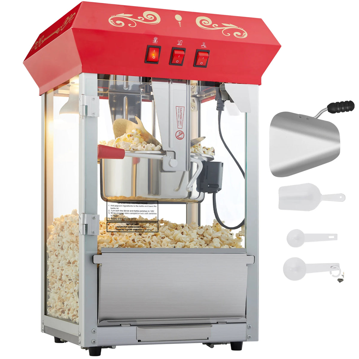 SucceBuy Commercial Electric Popcorn Maker With Stainless Steel Heating Kettle