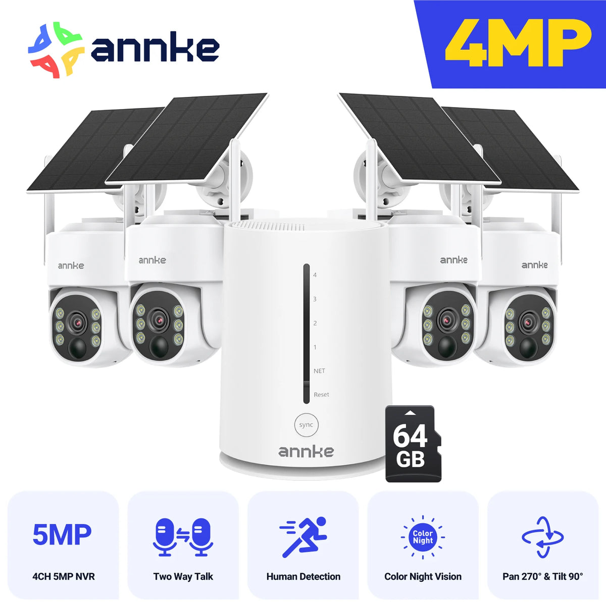 Annke 4MP Wireless Security Camera Kit With Solar NVR