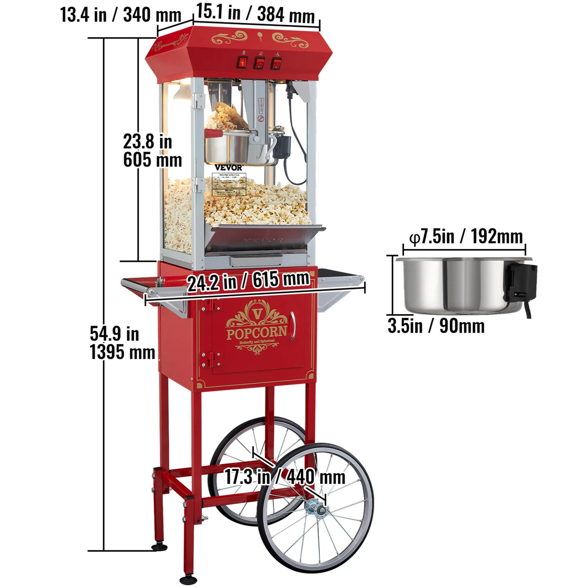 SucceBuy Commercial Electric Popcorn Maker With Stainless Steel Heating Kettle