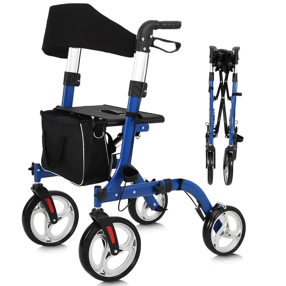 Adjustable Aluminum Rollator Walker With Seat And Backrest