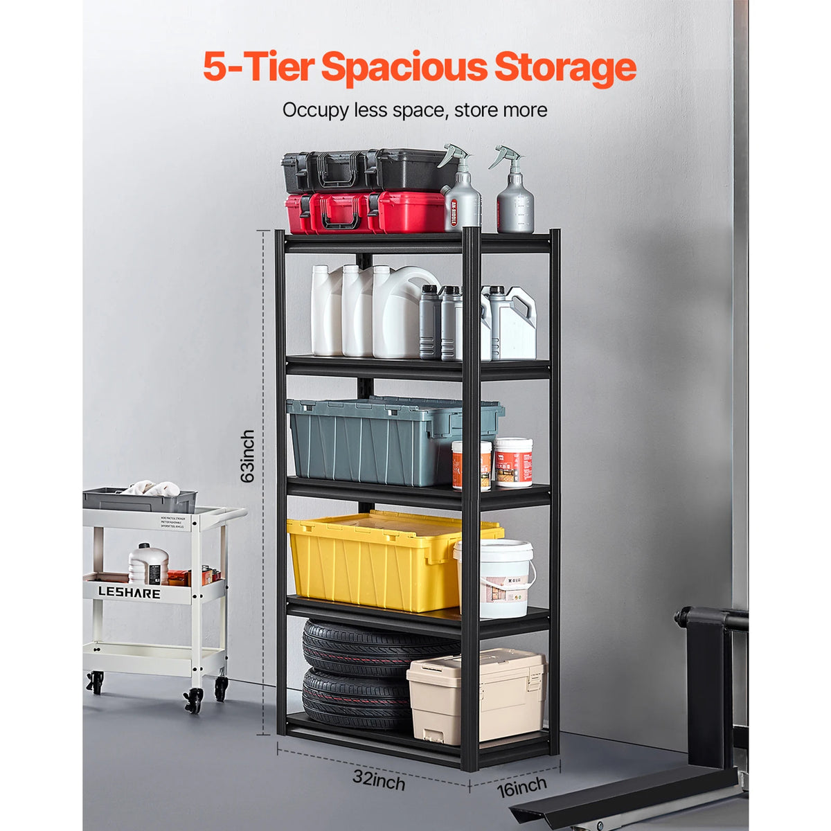SucceBuy Adjustable Metal Storage Shelving Rack for Home or Garage
