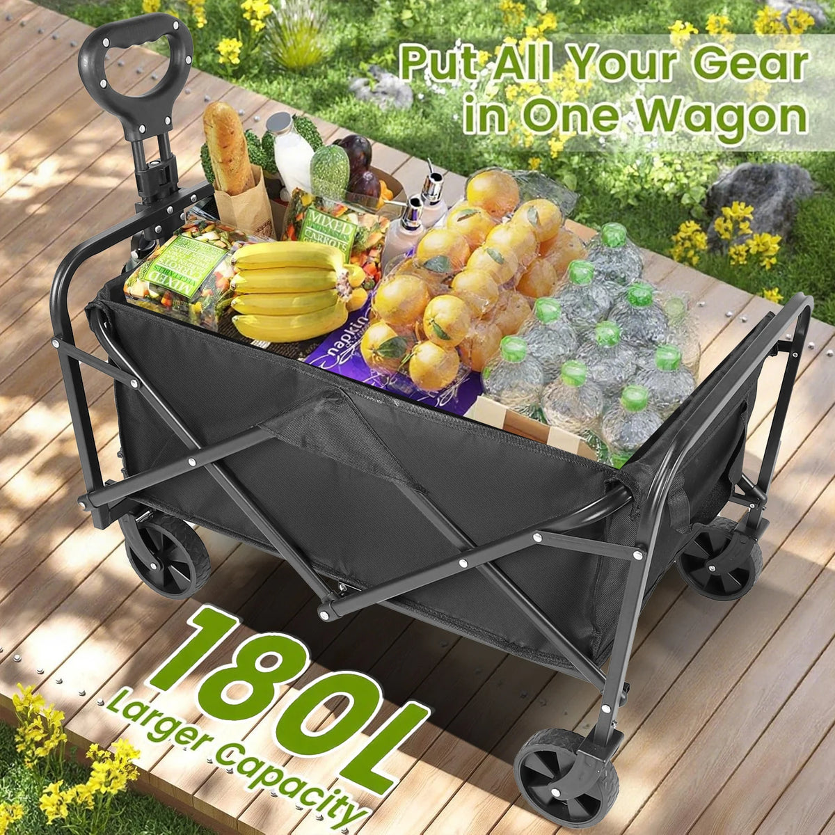 Foldable Steel Utility Wagon With All Terrain Wheels