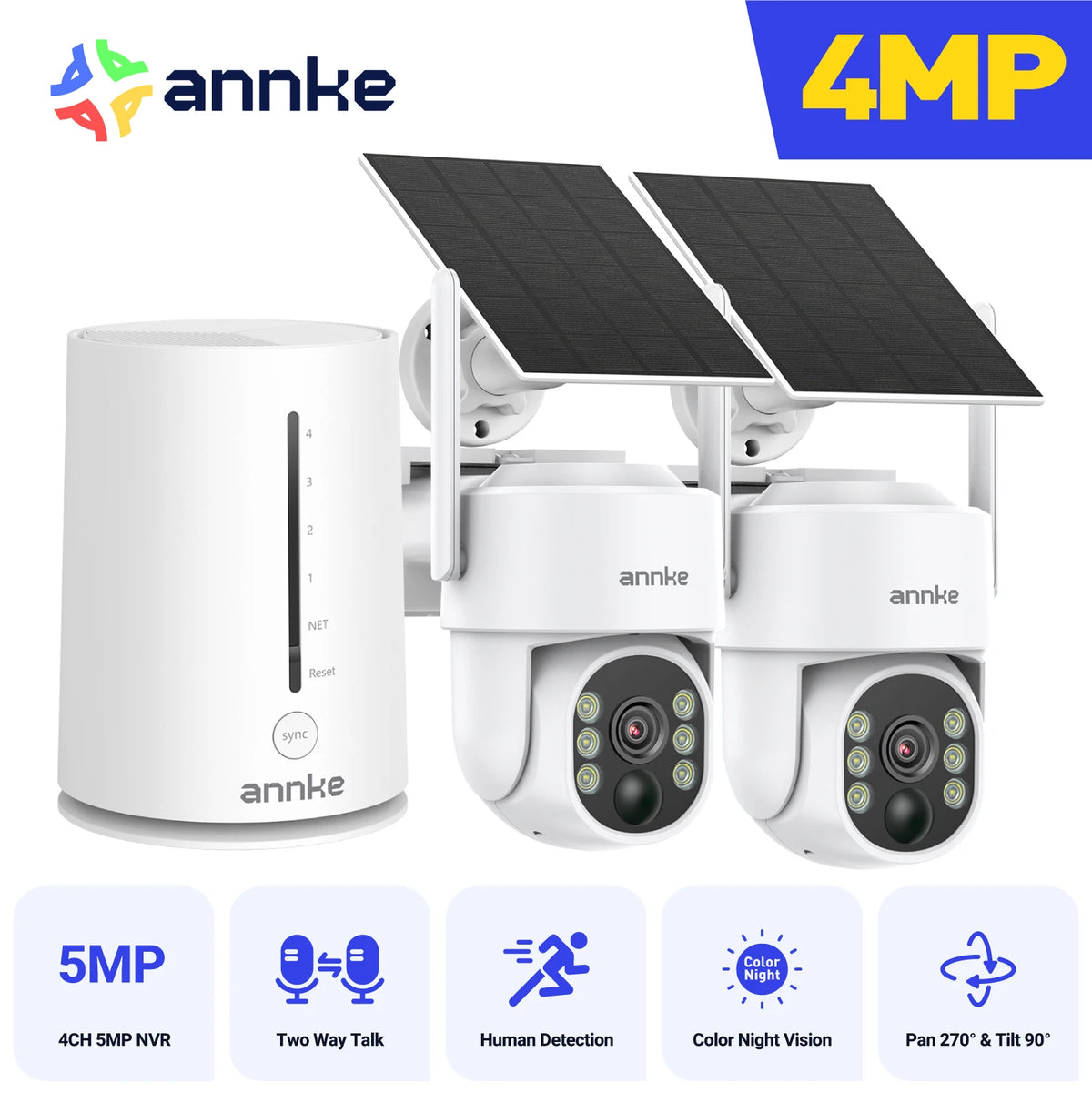 Annke 4MP Wireless Security Camera Kit With Solar NVR