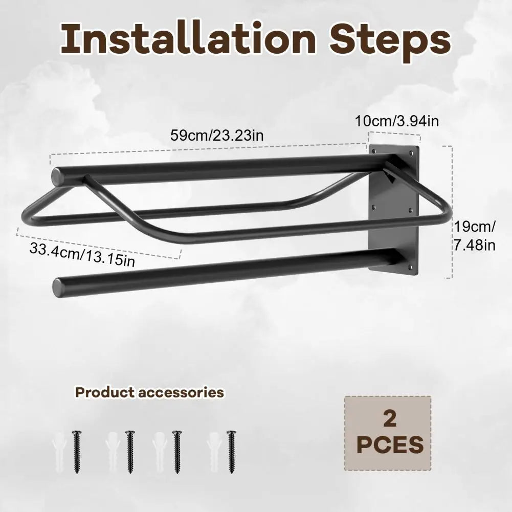 2Pcs Horse Saddle Rack with Pad Bar, Heavy‑Duty Wall Mount Metal Saddle Bracket,Western Saddle Storage for Tack Room Stable Barn