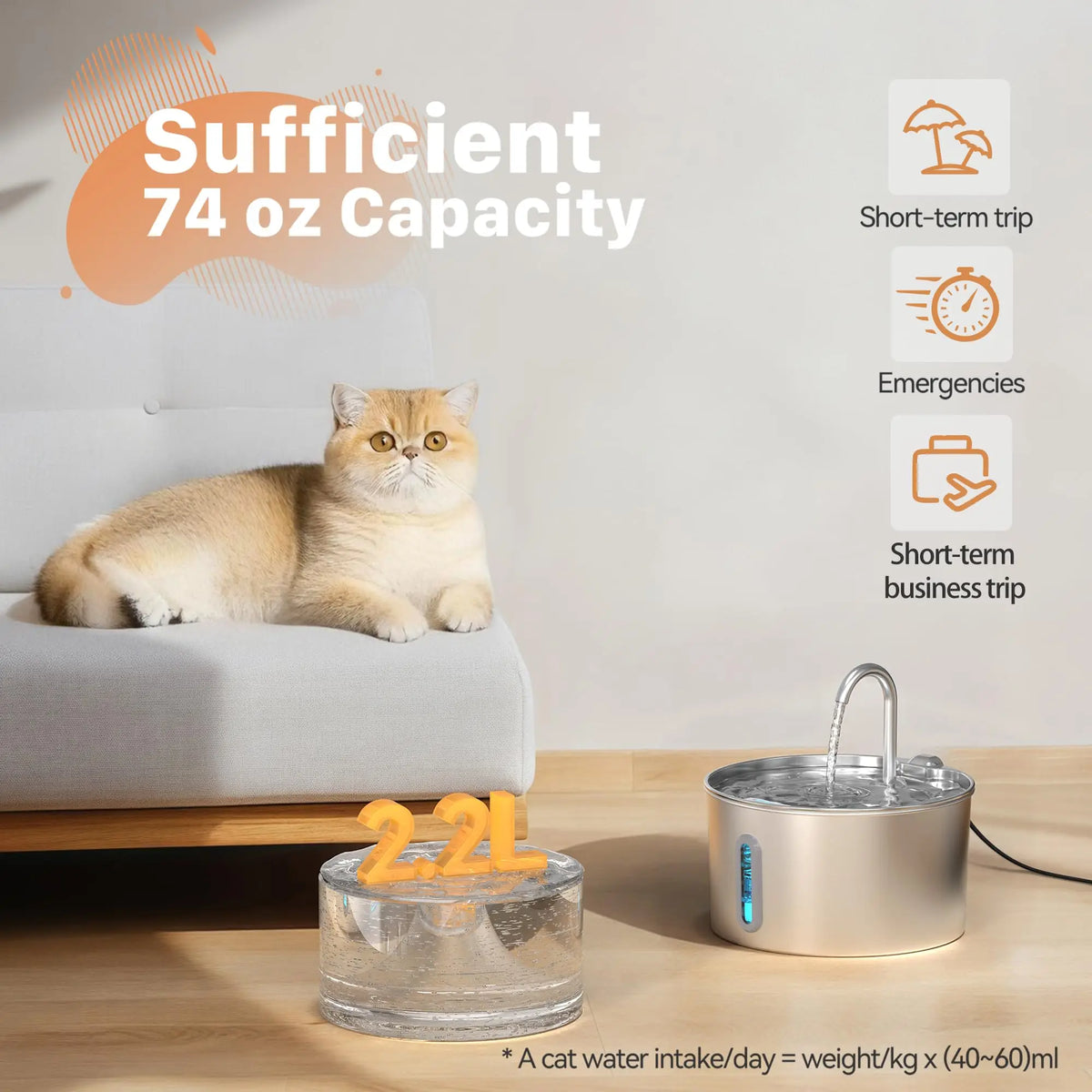 Weomg Automatic Stainless Steel Pet Water Fountain With Silent Pump