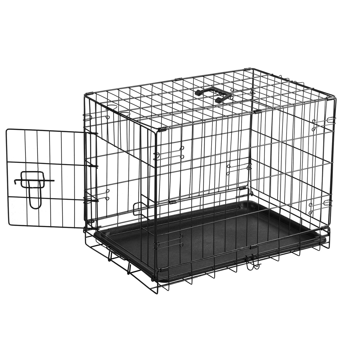 JHK Folding Metal Wire Dog Crate With Leak Proof Tray