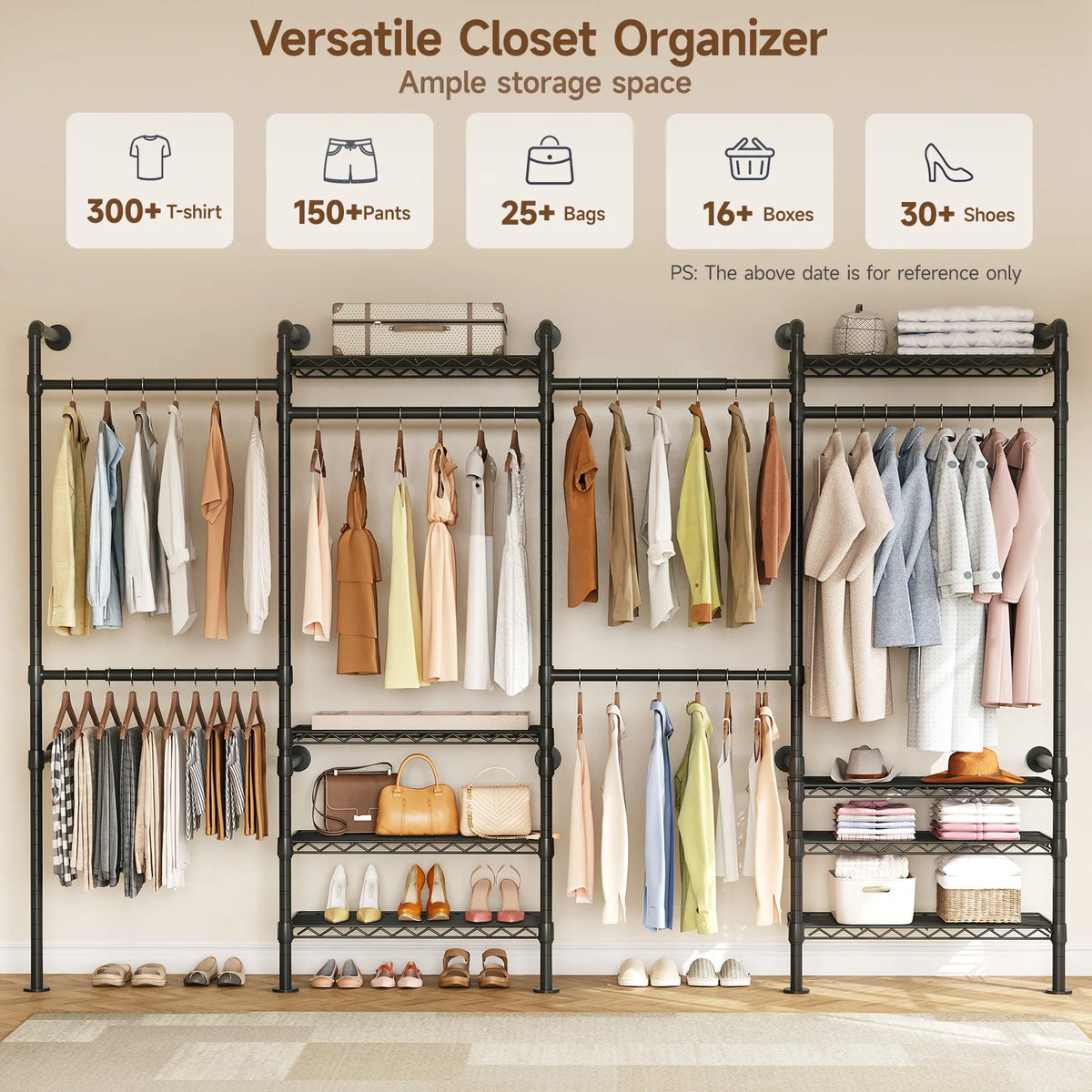 ONBRILL Wall Mounted Industrial Pipe Clothing Rack With Expandable Rods