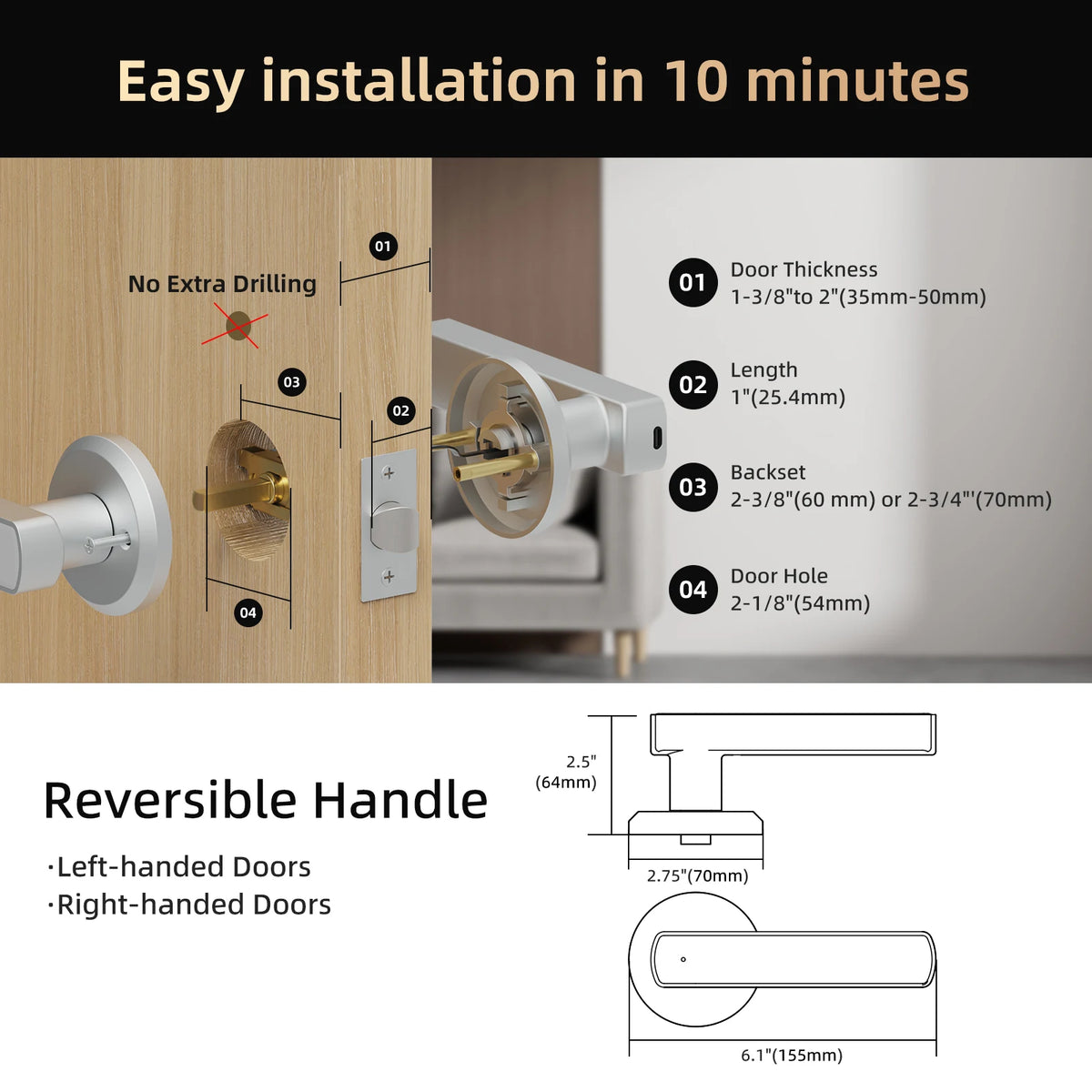 Viladepot Smart Lock With Fingerprint And Bluetooth App Control