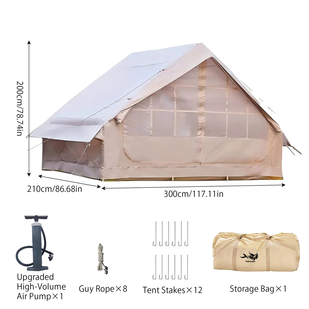 Portable Inflatable Outdoor Tent With Air Pump And Skylight